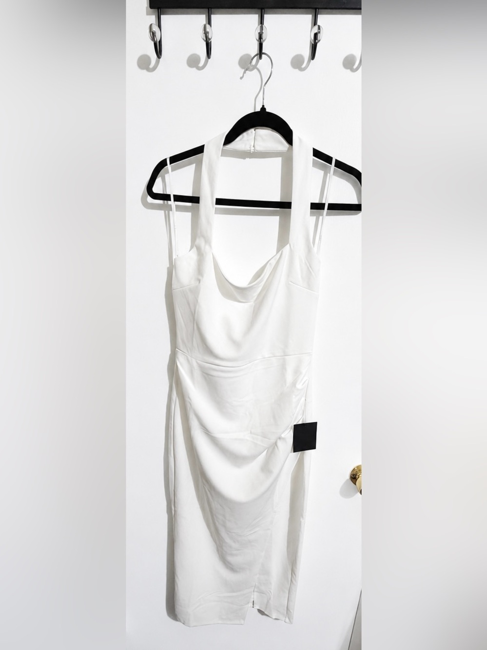Lulus Prominent Charm White Halter Bodycon Tulip Midi Dress – Size M – NWT